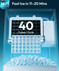 Stay Frosty All Night Long With This Heavy Duty Under Counter Ice Maker Pumping Ninety Pounds Daily Plus Twenty Four Pound Storage And Zero Hassle Gravity Drainage Built For Everyday Adventures, showcasing 40 ice cubes ready.