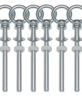 Six Pack M8 Eyebolts Stainless Steel Heavy Duty Lifting Rings For Swing Tire Chair And Suspension Fittings Outdoor Indoor Anchoring Kit Five Sixteenths Inch By Three And One Eighth Inch front view