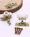Pocket Door Roller Replacement Kit Three Quarter Inch Sliding Door Wheels With Top Hanger For Closet Bypass And RV Sliding Doors, Includes 2 Rollers, 2 Top Hangers And 4 Screws, Adjustable Height From 1.75 To 2.12 Inches, Durable Hardware.