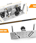 Small Belt Grinder Knife Jig Adjustable Angle Beveling Locator crafted from durable aluminum alloy frame, front view with dimensions.
