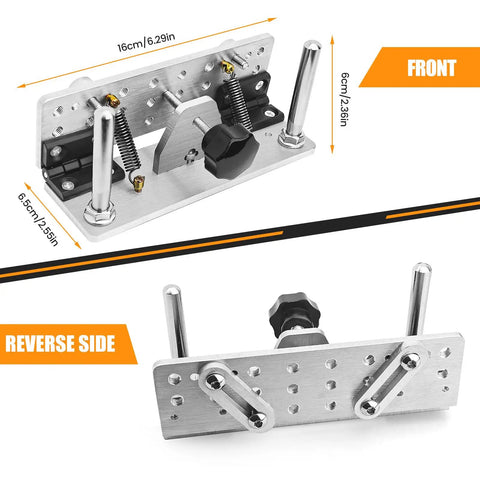 Small Belt Grinder Knife Jig Adjustable Angle Beveling Locator crafted from durable aluminum alloy frame, front view with dimensions.