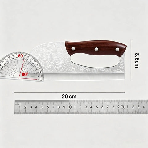 2 Piece Beast Mode Meat Cleaver Knife Set For Effortless Chopping, blade length 20 cm, wooden handle, carbon steel