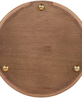 Base of Freestanding Toilet Paper Holder With Walnut Veneer On Birch Plywood Holds Mega Rolls And Extra Spares, brass feet visible