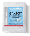 Chamber Vacuum Sealer Bags Heavy Duty BPA Free Pre Cut Pouches For Food Preservation And Freezer Storage Not For Use With FoodSaver Household Sealers Sous Vide Ready 250 Pack 8x10 Multi Use For Meal Prep package front view