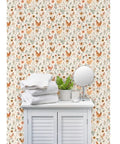 Top Tier Matte Wallpaper Featuring Pastel Hen Pattern And Subtle Linen Texture Heavy Duty PVC Free Wallcovering For Kitchens Bathrooms And Hallways Zero Hassle Paste To Paper Application with white towels and plant.