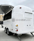 Rear view of a Premium Fully Equipped Food Trailer With Complete Mobile Kitchen Setup Designed For Street Vendors And Festival Catering.