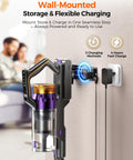 Cordless Vacuum Cleaner For Home With 580W Power And 48KPa Suction, Lightweight Stick Vacuum wall-mounted charging view