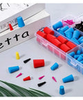 Ultimate 350 Pcs Silicone Rubber Tapered Plug Kit With 8 Various Sizes From 1/16 Inch To 5/8 Inch For Lab And Industrial Use Heat Resistant Stoppers That Won't Crack Shrink Or Break Under Pressure, assorted plugs in storage box