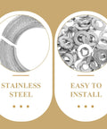 Pro Stash Stainless Steel Spring Lock Washers 1/4 Inch 100 Pack Split Ring Rust Proof Fasteners, close-up of stainless steel washer.