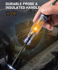 6V-12V-24V DC Car Electrical Test Pen With Alligator Clip And Long Steel Probe, continuity tester with insulated handle in engine bay