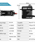 Side Wire Exit Coreless Digital Micro Servo With Metal Gear Beefy 11KgCm Torque Fast Response specifications diagram