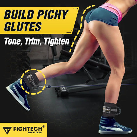 Hella Thick Padded Ankle Strap For Cable Machine Attachment Heavy Duty Gym Gear To Glute Kickbacks And Leg Raises during a workout.