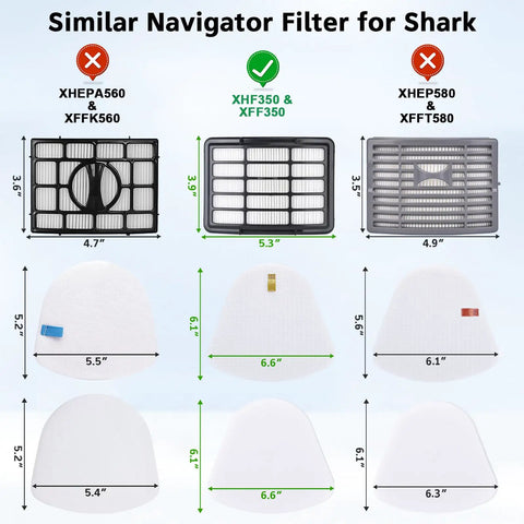 Vacuum Replacement Filter Kit For Shark Navigator Lift Away Upright Series NV350 NV351 NV352 NV355 NV356 NV357 NV358 NV360 UV440 UV540 2 Pre Felt And 1 HEPA Filter Replace Parts XFF350 XHF350