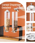 Triple Compartment Cereal Dispenser Countertop Organizer For Grains Nuts Candy And Coffee Beans Solid Wood Base steel lid clear bins
