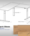 Rocking This VIVO L-Shaped Corner Standing Desk For Your Office Home Setup With Height Adjustable Ergonomic Features Smooth Transition From Sit To Stand Position Massive Workspace Ideal For Productivity And Comfort with dimensions and shipping info.