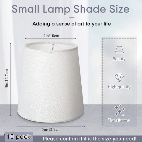 Pack Of 10 White Linen Barrel Lamp Shades For Chandeliers And Table Lamps 4 Inch Top Diameter 5 Inch Bottom Diameter 5 Inch Height Easy Swap Cozy Warm Glow Durable Fabric