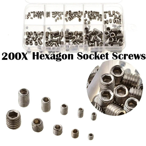 600Pcs 304 Stainless Steel Hex Socket Screws Set M3 M4 M5 M6 M8 Assortment Kit for DIY Projects