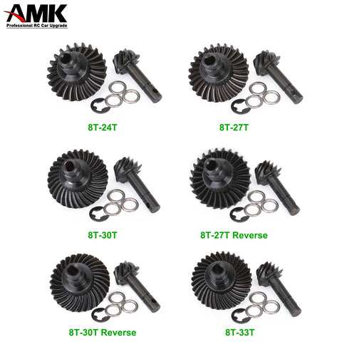 Two Sets Metal Bevel Gear And Ring Pinion Gear Kit For 1/10 Capra And Axial SCX10 III Upgrades, various 8T-33T gear configurations.