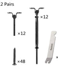 12 pairs one-eighth inch wire rope cable railing hardware kit shown with toggle turnbuckles, screws, tool, wood posts.