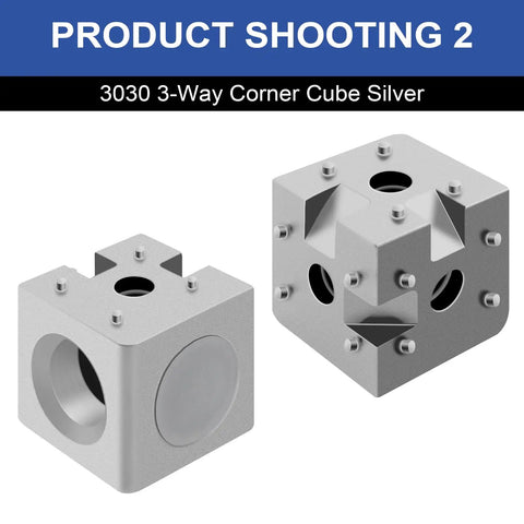 Heavy Duty 3030 T Slot Aluminum Extrusion 3 Way Corner Cube Kit with M6 Fasteners and Wrench Eight Silver Connectors