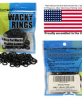 Bait Saver O Ring Set For Senkos And Worms That Prevents Tearing On Wacky Rig And Neko Rig 100 Count Black Fits 4 To 5 Inch Soft Plastics For Dock Snags And Cover Fishing. Black wacky rings 100-pack for 4 to 5 inch soft plastics in package