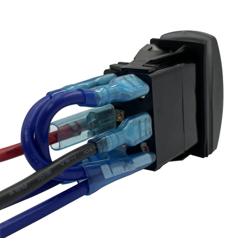 Gotta love this BACAUTOPARTS 12 Volt Blue Led Backlit Dpdt Momentary Rocker Switch with wiring connections for DC motors.