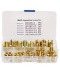 Brass Self Tapping Threaded Inserts Kit For Quick Repairs, Slotted Inserts, 50 Piece Set, no pre tap needed in storage case