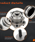 Rear Wheel Hub And Bearing Assembly For Nissan Juke AWD 2011 2014 And Rogue 2008 2013 Left Or Right 5 Lug Non ABS Direct Fit Replacement Fits Rear Both Sides Ready To Roll with steel wheel bolt details and seal design features.