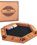 Upgraded Shut The Box Dice Game for 1 to 6 players with wooden board and 16 dice, classic tabletop math challenge, game and box