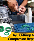 Mechanic using R134a AC O-ring gasket kit for compressor repair