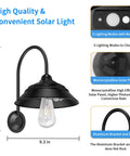 Diagram of Solar Barn Lights Outdoor With Motion Sensor, Vintage Rustic Chicken Coop Light showing features and dimensions.