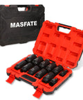 Get That Heavy Duty 12-Piece Metric Impact Socket Set With Long Reach Sockets From 27 To 38mm For Serious Tough Jobs Plus Universal Joint And Adapter Included in case