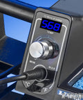 Close-up of Pro Grade 75W Soldering Iron Station with LED Display showing temperature and Celsius Fahrenheit switch.
