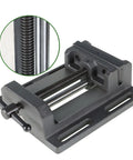 Heavy Duty Six Inch Iron Cast Drill Press Vise with precision guide rods and threaded rod, ideal for workpiece clamping.