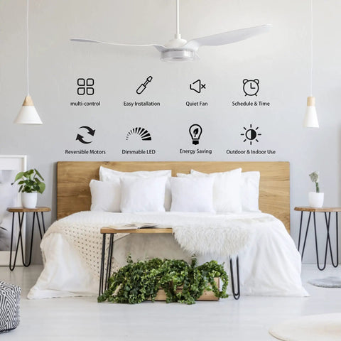 60 Inch Smart Ceiling Fan With Light And Remote Alexa Google Siri Compatible Low Profile Modern Ceiling Fan In Bedroom