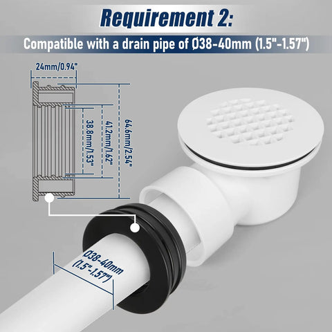 Slick Low Profile Side Outlet Shower Drain With Heavy Duty Perforated Strainer For Vanishing Tile Showers And Thin Flooring, 38-40mm fit.
