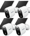 Outdoor Solar And Battery Powered Security Camera System With 2K Video, 2.4G WiFi, AI Human Detection, Color Night Vision, 4-Pack