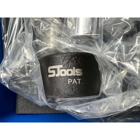 Powerful 10 Ton Hydraulic Wheel Stud Remover And Installer Kit For Disc And Drum Brakes That Pulls Seized Corroded Studs Fast Without Damage Using High Strength Steel And Aluminum To Save Your Brake Hub From Messy Rust Jobs, black steel part in plastic wrap