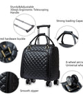 Leather Softside Underseat Carry On Luggage With Expandable Design And Smooth Spinner Wheels 18 Inch Compact Travel Case