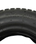 Close-up of Beefy 8 Inch Wheelbarrow Tire With Inner Tube 3.25 3.00-8 4PR 25 PSI Max text on sidewall