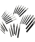 Automotive 29 Piece Chisel Set And Punch Tool Kit For Metalworking displayed in a fan pattern