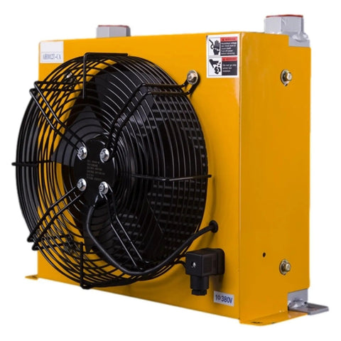 100Lpm Aluminum Hydraulic Oil Air Cooled Radiator And Heat Exchanger, Boss Grade Aluminum Construction, AH1012T Model, Yellow