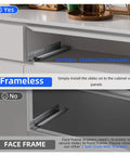Frameless cabinet with Bottom Mount Soft Close Drawer Slides Set 10 12 14 16 18 20 22 24 Inch Full Extension Concealed Rails without bracket.
