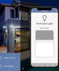 Smart Outdoor Flood Lights With Motion Sensor, 28W LED WiFi Security Light app interface for brightness control and scheduling