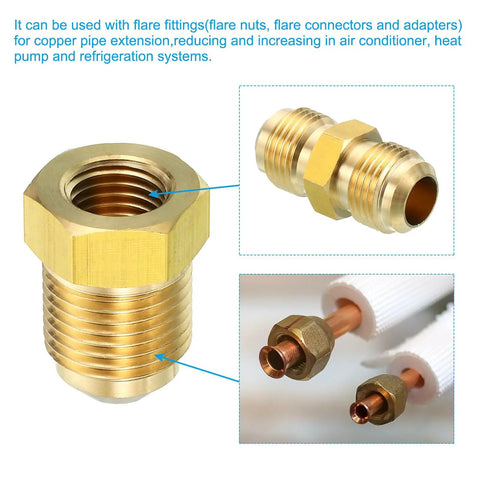 Three Eighth Inch Female Flare To One Quarter Inch Male Flare Connector Pack Of 2 For SAE 45 Degree Brass Adapter Pipe Fittings