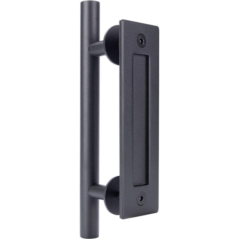 Matte Black Barn Door Pull And Flush Mounted Handle Set For Sliding Interior Doors Includes Hardware One Pack Durable Interior Barn Door Handle Kit For No Fuss Easy Install