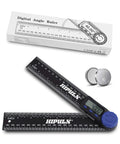 Dead On Digital Angle Finder Protractor With LCD Display For Woodworking And Home Renovation Projects Boasting Hella Precise 0 To 360 Degree Measurements Plus Built In 7 Inch Tape Measure And Dual Battery Power on display with digital readout.