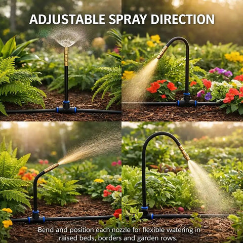 Smart 200 Foot Drip Irrigation Kit With 36 Pro Grade Adjustable Copper Nozzles for flexible watering in garden beds and borders