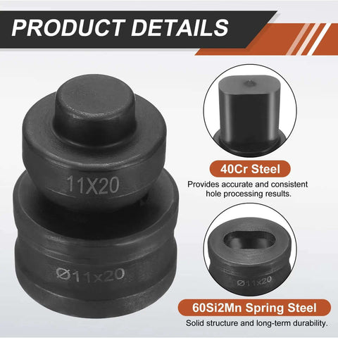 Heavy Duty Hydraulic Hole Punch Die 11x20mm Oval for CH60 Electric Punching Machine, 40Cr Steel, product details illustration