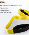 Pindex 2-pack lifting slings, 2 in x 8 ft, yellow polyester webbing with flat eye-to-eye loop ends